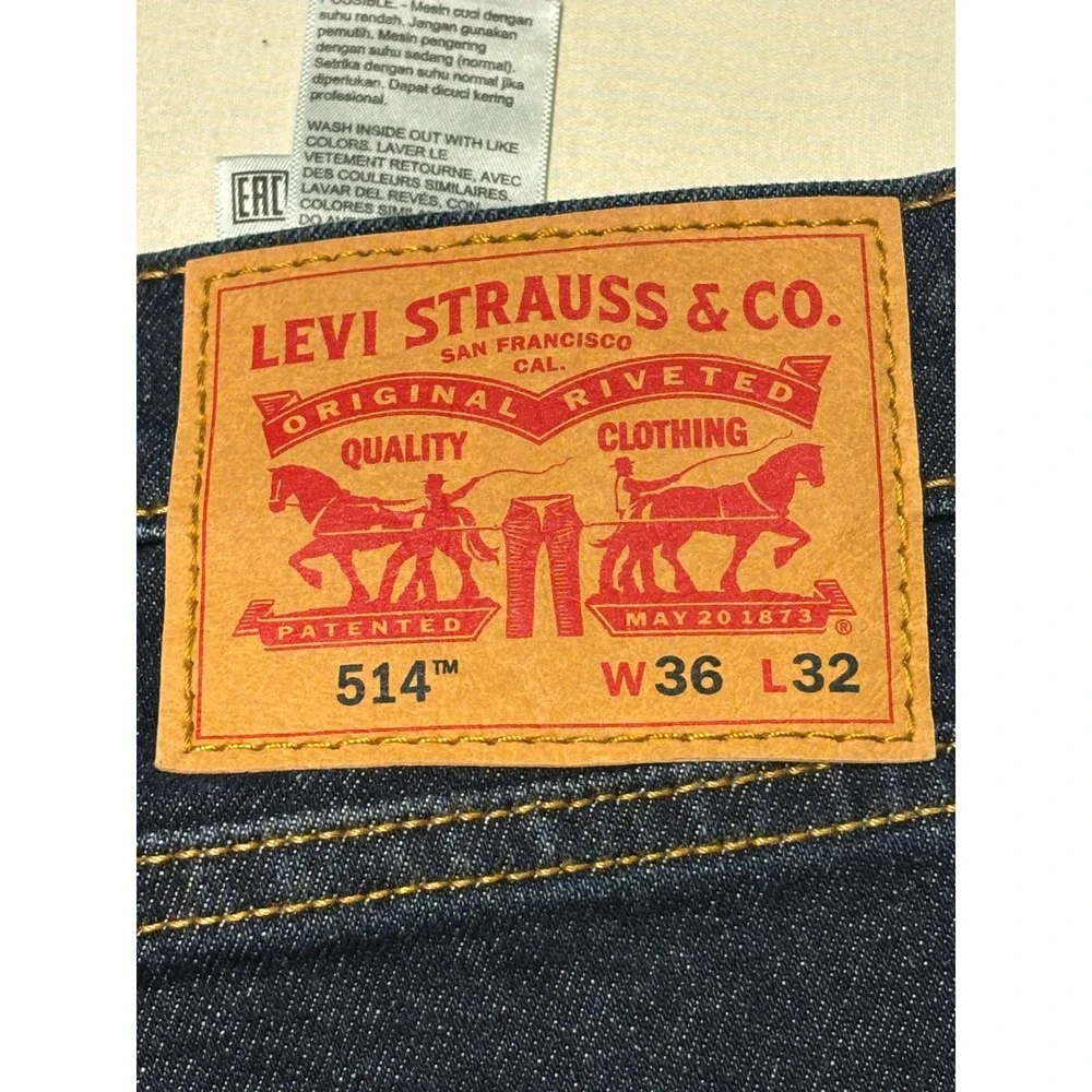 Levis 514 Straight Fit Mens Jeans Dark Wash Indigo Blue Denim W36‎ L32